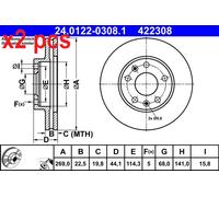 Fits ATE 24.0122-0308.1 Brake Disc UK Stock