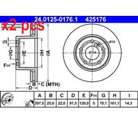 X2 PCS L&R SIDES 24.0125-0176.1 BRAKE DISC ATE
