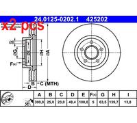 ATE Brake Disc 24.0125-0202.1 - Front - Fits Ford Transit & Tourneo - 1825134 DV61-1125-CA