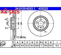 Genuine ATE Brake Disc For Audi A1 18- 2Q0615301J