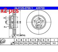ATE 24.0125-0700.1 Brake disc