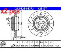 X2 PCS L&R SIDES 24.0126-0137.1 BRAKE DISC ATE