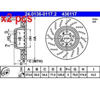 ATE 24.0136-0117.2 Brake Disc Rotors