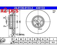 ATE 24.0136-0133.2 Brake disc