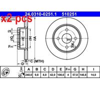 X2 PCS L&R SIDES 24.0310-0251.1 BRAKE DISC ATE