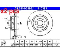 X2 PCS L&R SIDES 24011003931 BRAKE DISC ATE