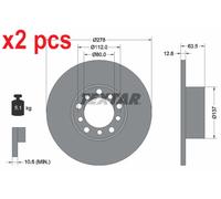 X2 PCS L&R SIDES 92009500 BRAKE DISC TEXTAR