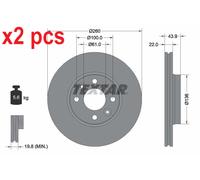 X2 PCS L&R SIDES 92119203 BRAKE DISC TEXTAR