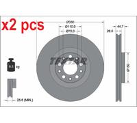 X2 PCS L&R SIDES 92337905 BRAKE DISC TEXTAR