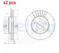 X2 PCS L&R SIDES BG3816 BRAKE DISC DELPHI