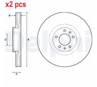 X2 PCS L&R SIDES BG4716C BRAKE DISC DELPHI