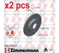 ZIMMERMANN Brake Disc 230.2356.52 - Set of 2 L&R - Fits Alfa Romeo 145 1.8 I.E.