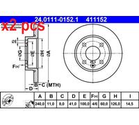 X2 PCS L&R SIDES BRAKE DISC 24.0111-0152.1