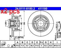 X2 PCS L&R SIDES BRAKE DISC 24.0111-0180.2