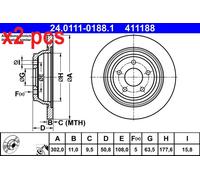 X2 PCS L&R SIDES BRAKE DISC 24.0111-0188.1