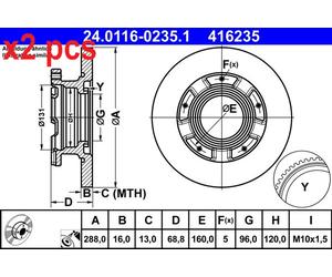 X2 PCS L&R SIDES BRAKE DISC 24.0116-0235.1