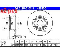 X2 PCS L&R SIDES BRAKE DISC 24.0118-0105.1