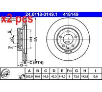 X2 PCS L&R SIDES BRAKE DISC 24.0118-0149.1
