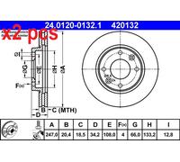 ✅Fits ATE 24.0120-0132.1 Brake disc 1 pc. 24.0120-0132.1 Brake disc ⭐UK Seller⭐