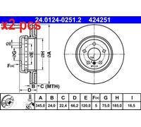 X2 PCS L&R SIDES BRAKE DISC 24.0124-0251.2