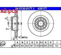 X2 PCS L&R SIDES BRAKE DISC 24.0130-0177.1