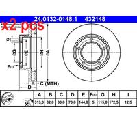 X2 PCS 24.0132-0148.1 BRAKE DISC ATE