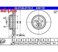 X2 PCS L&R SIDES BRAKE DISC 24.0136-0118.2