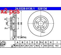 X2 PCS L&R SIDES BRAKE DISC 24.0328-0136.1