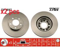 X2 PCS L&R SIDES BRAKE DISC DF1697
