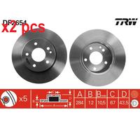 X2 PCS L&R SIDES BRAKE DISC DF2654