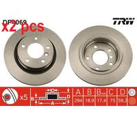 X2 PCS L&R SIDES BRAKE DISC DF4069