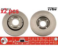 X2 PCS L&R SIDES BRAKE DISC DF4311