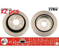 X2 PCS L&R SIDES BRAKE DISC DF4513