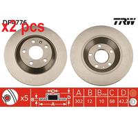 X2 PCS L&R SIDES BRAKE DISC DF4776