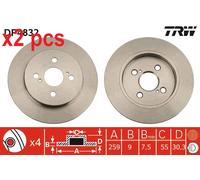 X2 PCS L&R SIDES BRAKE DISC DF4832