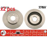 X2 PCS L&R SIDES BRAKE DISC DF7276