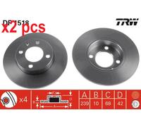 X2 PCS L&R SIDES DF1518 BRAKE DISC TRW