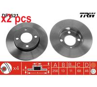 X2 PCS L&R SIDES DF1521 BRAKE DISC TRW