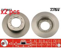 X2 PCS L&R SIDES DF1802 BRAKE DISC TRW