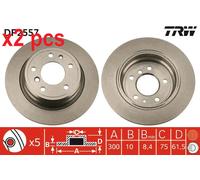 X2 PCS L&R SIDES DF2557 BRAKE DISC TRW