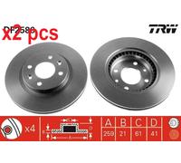 X2 PCS L&R SIDES DF2586 BRAKE DISC TRW