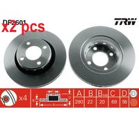 X2 PCS L&R SIDES DF2601 BRAKE DISC TRW