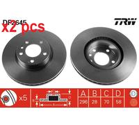 X2 PCS L&R SIDES DF2645 BRAKE DISC TRW