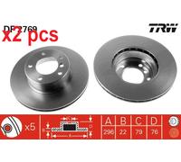 X2 PCS L&R SIDES DF2769 BRAKE DISC TRW