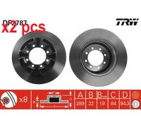 X2 PCS L&R SIDES DF2787 BRAKE DISC TRW