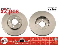 X2 PCS L&R SIDES DF4024 BRAKE DISC TRW