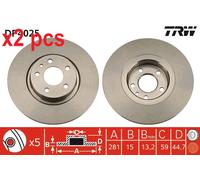 X2 PCS L&R SIDES DF4025 BRAKE DISC TRW