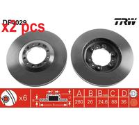 X2 PCS L&R SIDES DF4029 BRAKE DISC TRW