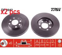 X2 PCS L&R SIDES DF4042 BRAKE DISC TRW