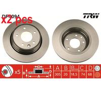 X2 PCS L&R SIDES DF4094 BRAKE DISC TRW